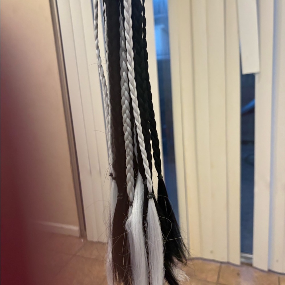 Black and Gray Braided Hair Extension Pony - Picture 4 of 4